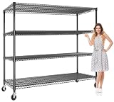 Garvee 4-Tiers Storage Shelves 2640LBS Heavy Duty Metal Shelves with Wheels