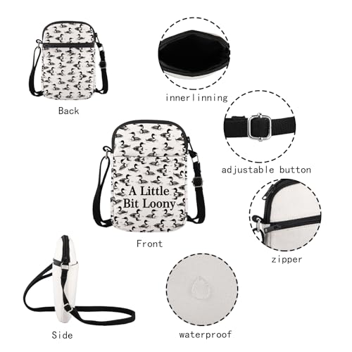 JXGZSO Funny Bird Pun A Little Bit Loony Crossbody Bag Loon Bird Gift Loon Lover Gift3