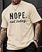 KUYIGO Men's Nope Not Today T-Shirt Funny Graphic Tee Casual Humor Quote Shirt Short Sleeve Crewneck Top,L Apricot
