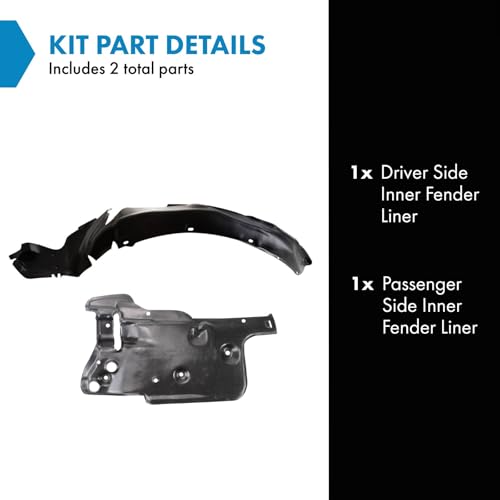 Image of TRQ Inner Fender Liner Set Compatible with 1988-1991 Honda Civic HO1248108 HO1251103