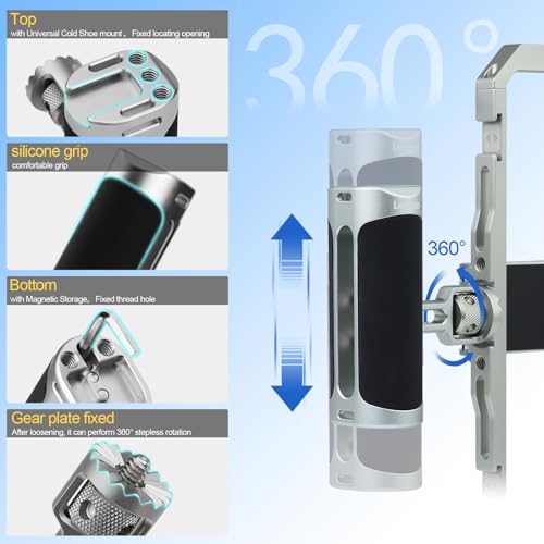 Leftfoto Uniwersalna aluminiowa klatka stabilizatora telefonu Smartphone Video Rig z dwoma uchwytami do iPhone 16 15 Mini Pro Max 8 Plus do Samsung dla Huawei Mate, do vlogowania/nagrywania wideo