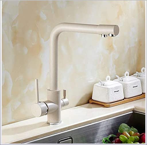 Grifo de cocina de latón antiguo tres en uno con cabezal extraíble giratorio para agua fría y caliente