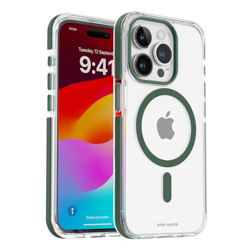 Image of eller sante Apex MagPro Back Cover Case for iPhone 15 Pro Shockproof Scratch Resistant Slim Thin Military-Grade Protection Support Mag-Safe Wireless Magnetic Charging - Green