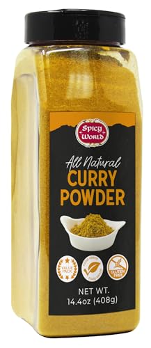 Spicy World Curry Powder 14.4 oz Jar - Authentic Blend of 9-Indian Spices, Premium Quality Blend for Curries, Vegetables, And More - All-Natural Ingredients