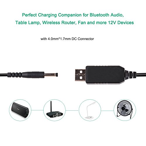 Ccyc Dc 5V To Dc 12V Usb Voltage Step Up Converter Cable, Power Supply Adapter Cable With Dc Jack 4.0Mm X 1.7Mm, Usb 5V To Dc 12V Cable - 5Ft #TOP3