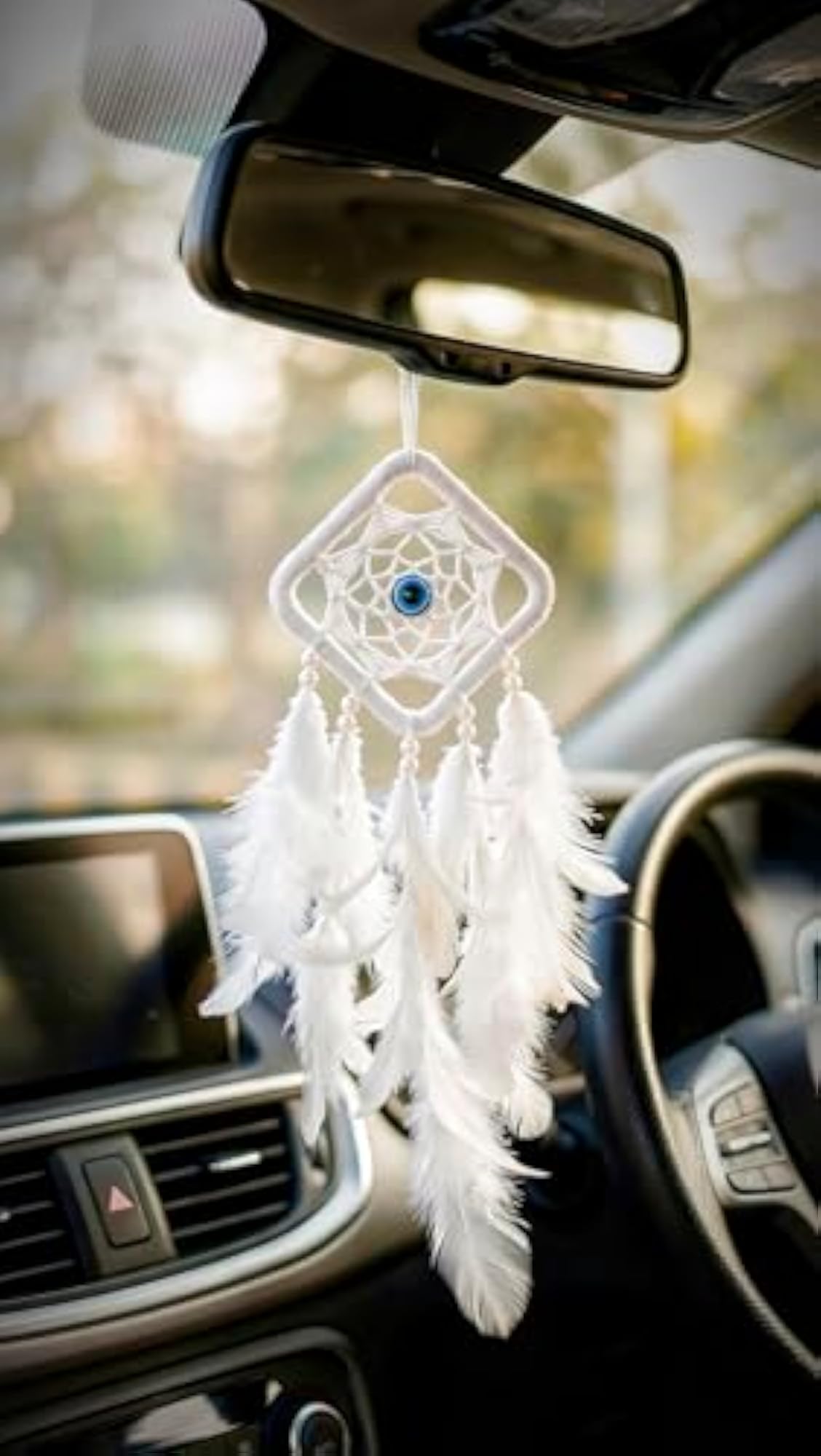 White Evil Eye Dream Catcher for Car & Home Décor