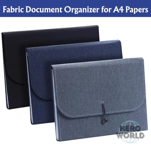 Fabric Expanding File Folder Document Organizer A4, 13‑Pocket Indexed File Case (Black) by ヒロワールドトレード - Image 2