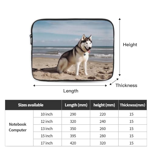 Funda para laptop 12 pulgadas con diseño Husky en la playa miniatura 4