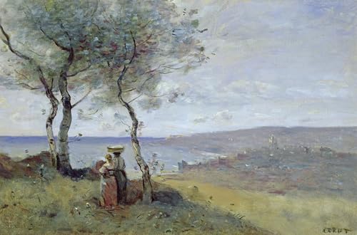Lienzo de Jean Baptiste Camille Corot de 60x90cm para decorar un salón clásico con arte elegante