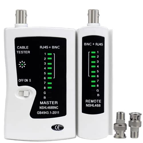 Coaxial(Coax) Tester Portable BNC RJ59 and F-Style RJ45 Ethernet CAT5/CAT6/Coax
