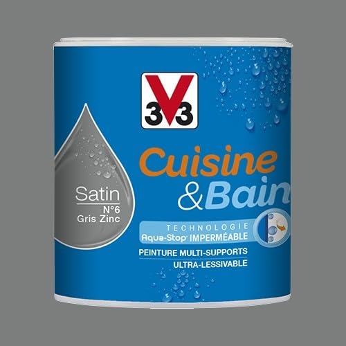 V33 Peinture Cuisine & Bain Gris zinc n°6-0,5 L