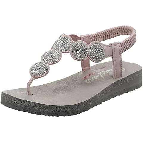 Skechers Damen Meditation-Stars & Sparkle-Circular Rhinestone Slingback Thong Flipflop Cover