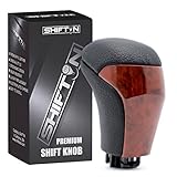 SHIFTIN Black Leather Walnut Brown Wood Replacement Gear Shift Knob Shifter for Toyota Highlander 20
