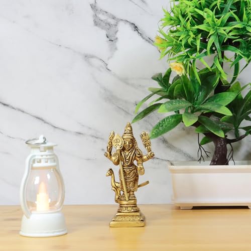Estatua tradicional de Murugan de latón 4 pulgadas miniatura 6