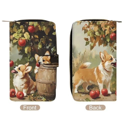 Corgis Dog Under The Tree Long Wallet for Women Men Purses Coin Pouch Credit Card Holder Organizer3