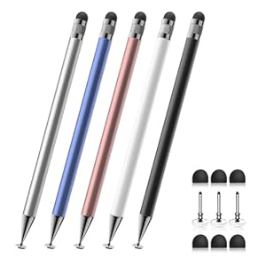 Stylus (5 unidades), lápiz capacitivo 2 en 1 para pantalla táctil, alta precisión y sensibilidad, adecuado para tabletas iPhone/iPad/Android, compatible con todas las pantallas táctiles (negro/blanco