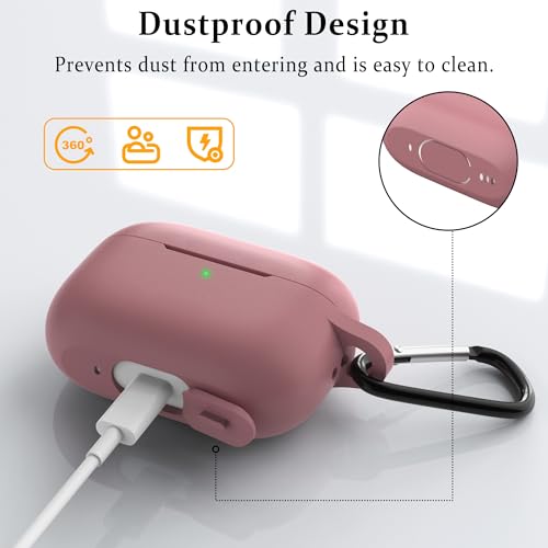 Image of Meliya for AirPods Pro 2 /1 Gen (2023 /2022 /2019) Case Cover with Cleaning Kit and Keychain, Soft Silicone Case Compatible with Airpods Pro 2 (USB-C /Lightning Cable) - Pink
