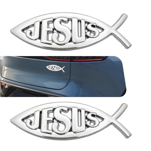 Ferianl 2PCS Jesus Fish Decal Sticker, 3D Christian Fish Symbol