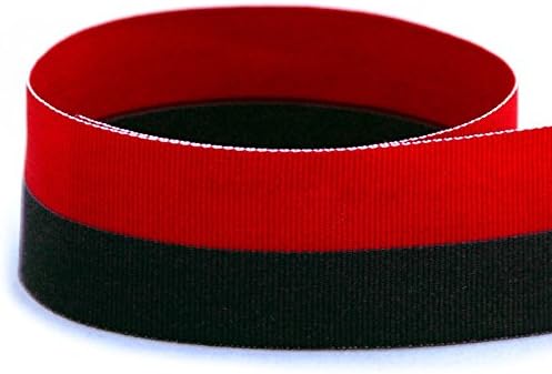 USA Made 1-3/8“ Red & Black Bi Striped Grosgrain Ribbon (Red & Black Ribbon) - 100 Yards (Multiple Yardages Available)