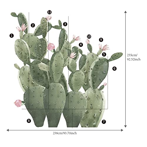 Funlife Large Fabric Boho Cactus Garden Wall Decals Peel And Stick, Self Adhesive Giant Prickly Pear Cactus Wall Art Stickers, Home Decor Wall Murals Stickers For Bedroom Living Room #TOP2