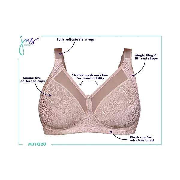 Just-My-Size-Womens-Comfort-Shaping-Wirefree-Bra-MJ1Q20 JUST MY SIZE Lace Bra with Foam Wire, Shaping Bra with Convertible Straps, 46DD