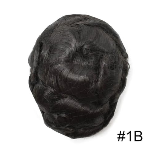 Men's Toupee Treska z ludzkich włosów dla mężczyzn, dredy, podwójne węzły, baza skóry, treska afro (Natural Black, 6x8)