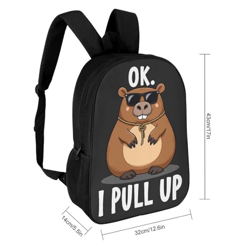 17 Inch Carry On Bookbag with Adjustable Shoulder Straps OK I Pull Up Capybara (1) Outdoor Travel Gym Backpack Unisex-Adult Sport Bag2