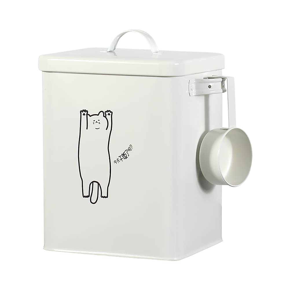 Versiegelter Hundefutter Eimer aus Eisen, Weiß, für Vorrat | Glatte Oberfläche, Leicht zu Reinigen, Frische Lagerung, für Trockenfutter und Snacks, 1 Satz
