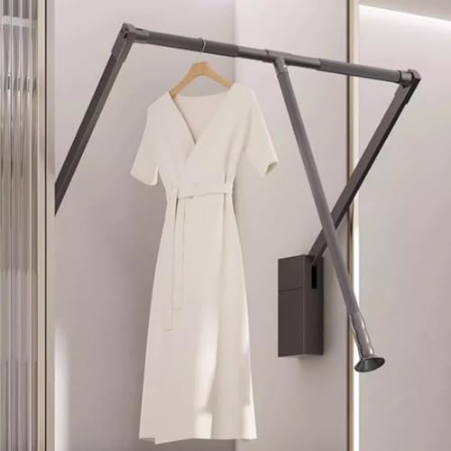 Barre de penderie rétractable en aluminium marron pour dressing - 8