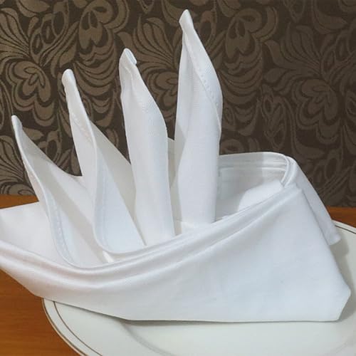 Servilletas de tela reutilizables de algodón, 12 piezas lavables blancas de 35 x 35 cm 8