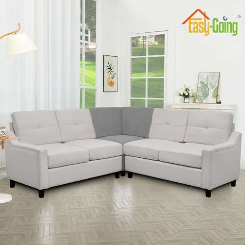 Image of Easy-Going Stretch Sectional Corner Sofa Slipcover 1-Piece Couch Sofa Cover Furniture Protector Soft with Elastic Bottom for Kids, Pet, Spandex Jacquard Fabric Light Gray