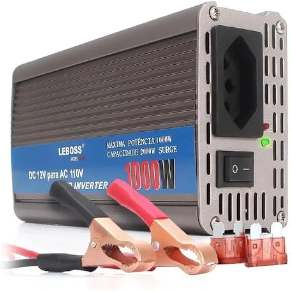 Inversor De Tensão 12v Para 110v 1000w Onda Senoidal Modificada Pico de 2000w Botão Liga/desliga Led Indicador Energia Conversor