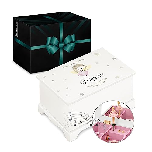 Maverton Boîte à Bijoux Musicale personnalisée avec ballerine - 17x11x9 Coffret à trésors avec...