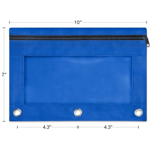 Image of Shemira Pencil Pouch for 3 Ring Binder, Binder Pencil Pouch with Smooth Zipper, Clear Window Pencil Case for Binder, Zipper Pencil Pouches, Big Capacity 3 Ring Binder Pencil Bag, Azure Blue