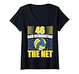 Photo Gallery donna 46 and dominating the net - volleyball 46th birthday maglietta con collo a v Photo Gallery donna 46 and dominating the net - volleyball 46th birthday maglietta con collo a v
