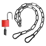 Stahlkette Edelstahlkette Kette, Sicherheitskette Metallkette mit Schloss Schwarze Edelstahl Ketten 51 Cm/20.08inch mit Karabiner für Türen, Gartentore, Pferdestall Haustierkäfige Gartentore