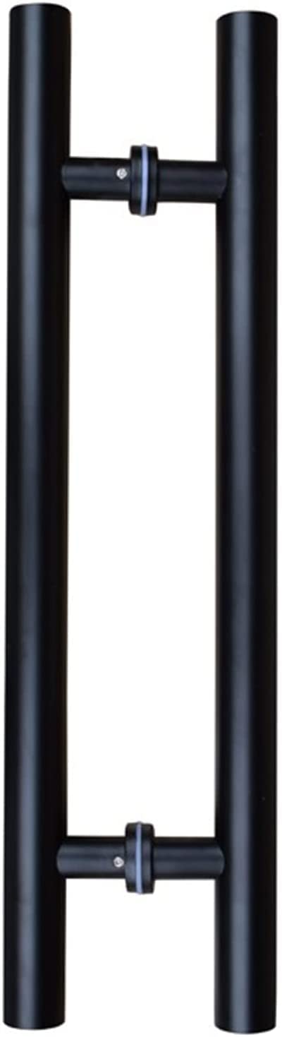 MXXQRHF Modern Stainless Steel Push Pull Bar Handle for Glass Doors, Stylish Door Hardware for Restaurants & Malls, Black Finish - Durable & Elegant Design