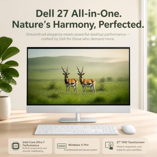 Image of Dell 27 Inch All in One Desktop Computer Touchscreen, 32GB DDR5, 1TB SSD | Intel Core Ultra 7 355, 27 inch FHD Display, Wi-Fi 7, BT6.0, Intel Graphics, Business All-in-One PC, Windows 11 Pro, EC27260