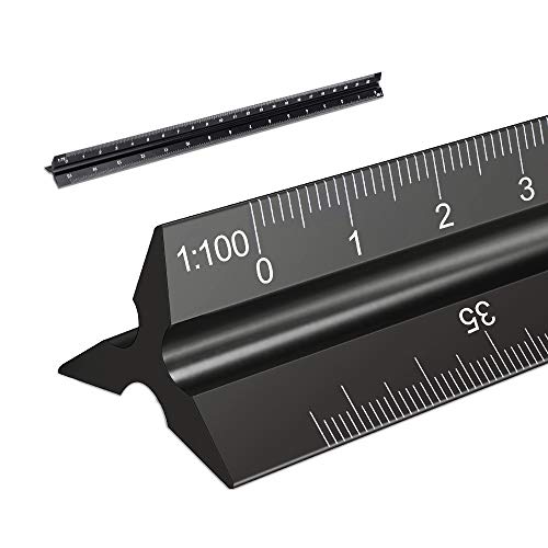 Engineer Scale Ruler, 30CM Aluminum Triangular Scale Rulers Laser-Etched Imperial Drafting/Drawing Tool …
