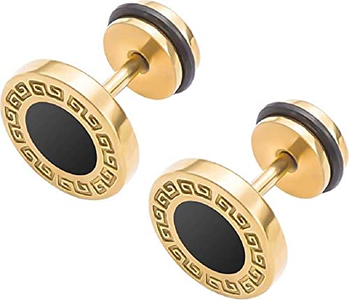 Raur Black And Gold Studs Earring For Mens/Women/Girls/Boys