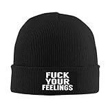 FUC K Your Feelings Beanie Hats for Men Women Soft Cap Slouchy Knit Hat Black