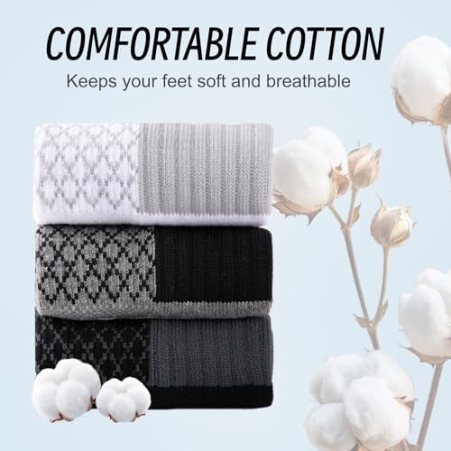 eallco Mens Cotton Ankle Socks Athletic Running Low Cut Breathable Cushioned Sport Tab Short Socks 7 Pairs