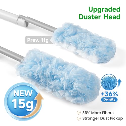 Image of oshang Disposable Heavy Duty Duster Refills, 4 Pack | 43 inch Extendable Handle, Compatible with Swiffer, For Ceiling Fans, Blinds, Furniture & High Corners