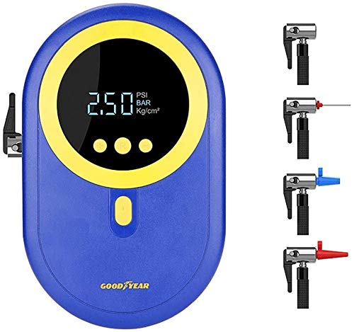 Tyre Inflator Portable Air Compressor Car Tyre Pump with Backlit Digital Pressure Gauge Valve Adaptors for Car Bicycles Tires, Basketballs and Other Inflatables Air Compressor Car Pumps For Tyres