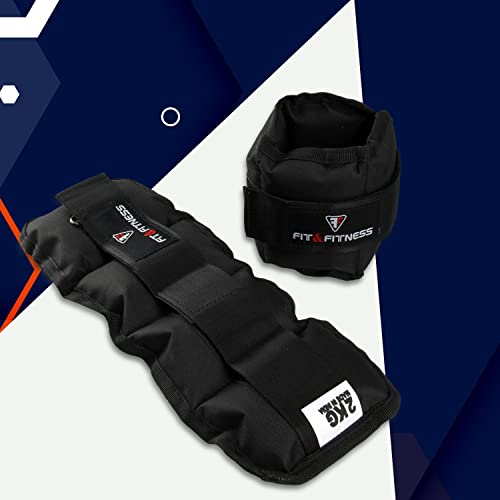 Image of FIT & FITNESS Wrist /Ankle Weights Pro Quality Adjustable Ankle /Wrist Weights for Running, Jogging, Cycling can be Used by Both Men and Women from 1 kg (0.5kg Gram Each x 2 pc) (2.0Kilograms)