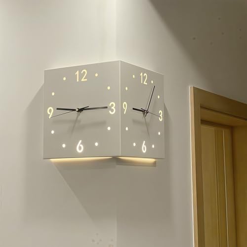 Horloge murale d'angle double face pour optimiser l'espace du salon - 6