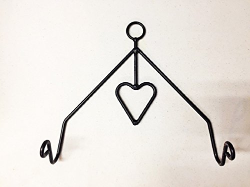 Wrought Iron Heart Rolling Pin Holder - Hand Made By Amish