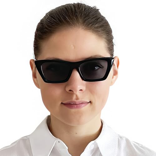 Mini Brille - Sun Reading Glasses for Women Cat-Eye Rectangular, Case,Thick Plastic Frame (Black), Sunglasses + 1.50 Magnification - Image 4