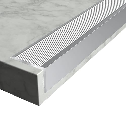 Profilo Angolare e Bordo per Scale, 60 x 40 x 1000 mm Profilo per Gradini in Alluminio, per Porte da Esterno e Interno, in legno, Metallo, Piastrelle