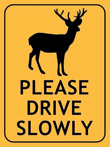 Xewazd A924 Retro Vintage 8"X12" Sign - Deer Please Drive Slowly, Wall Decor Plaque For Home Bar Pub Kitchen Restaurant